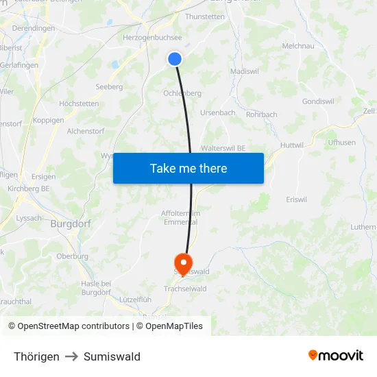 Thörigen to Sumiswald map