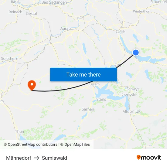 Männedorf to Sumiswald map