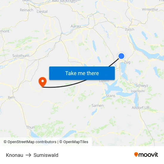 Knonau to Sumiswald map