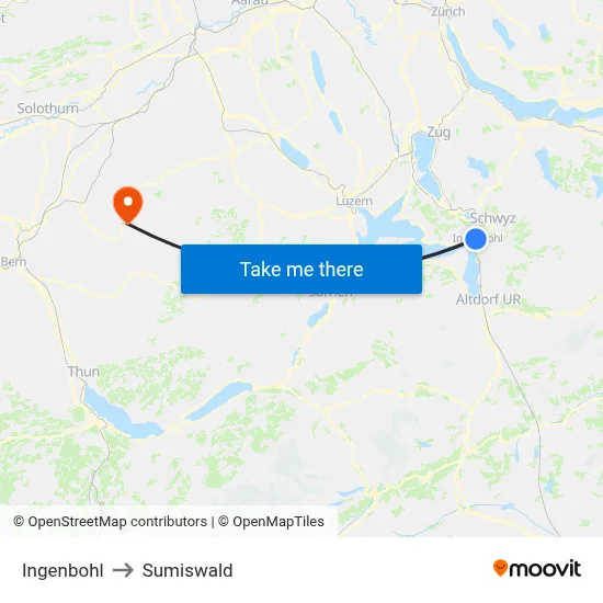 Ingenbohl to Sumiswald map