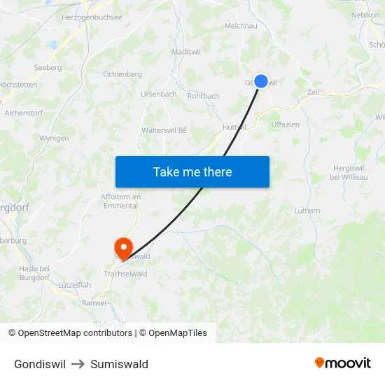 Gondiswil to Sumiswald map