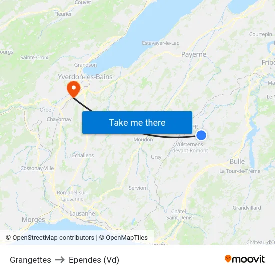 Grangettes to Ependes (Vd) map