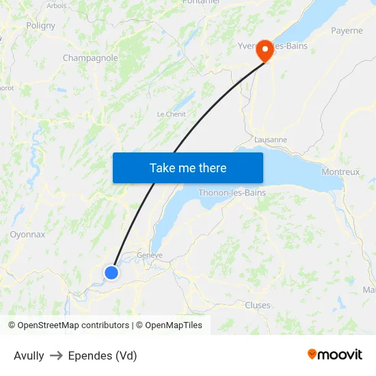 Avully to Ependes (Vd) map