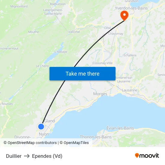 Duillier to Ependes (Vd) map