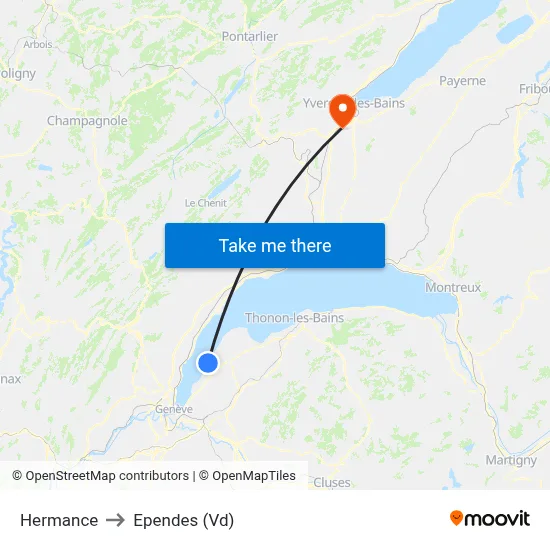 Hermance to Ependes (Vd) map