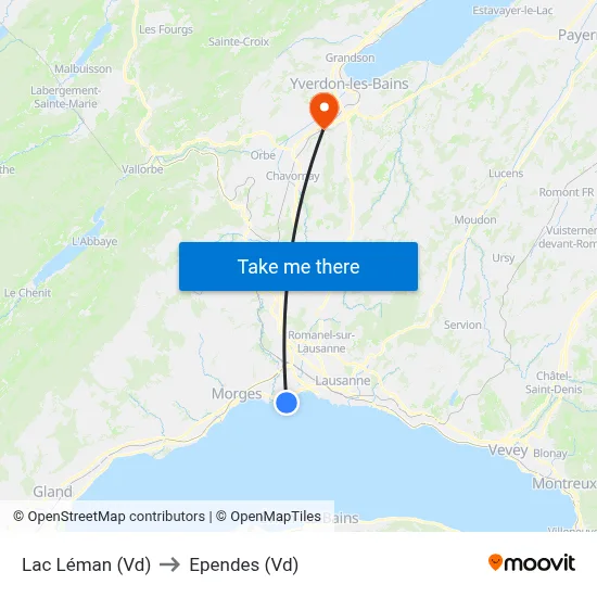 Lac Léman (Vd) to Ependes (Vd) map