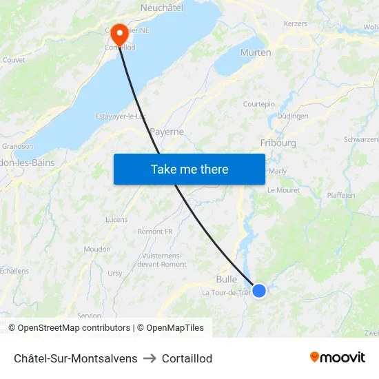 Châtel-Sur-Montsalvens to Cortaillod map