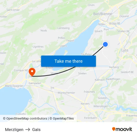 Merzligen to Gals map