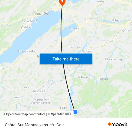 Châtel-Sur-Montsalvens to Gals map