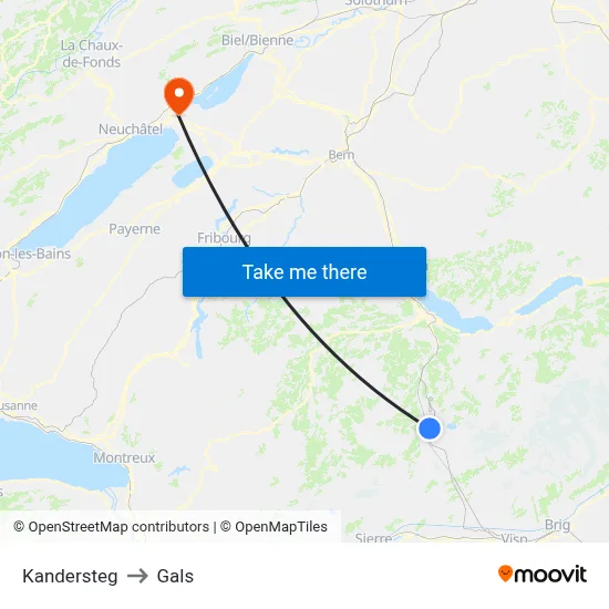 Kandersteg to Gals map
