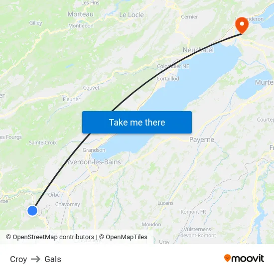 Croy to Gals map