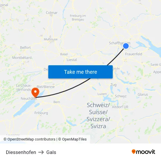 Diessenhofen to Gals map