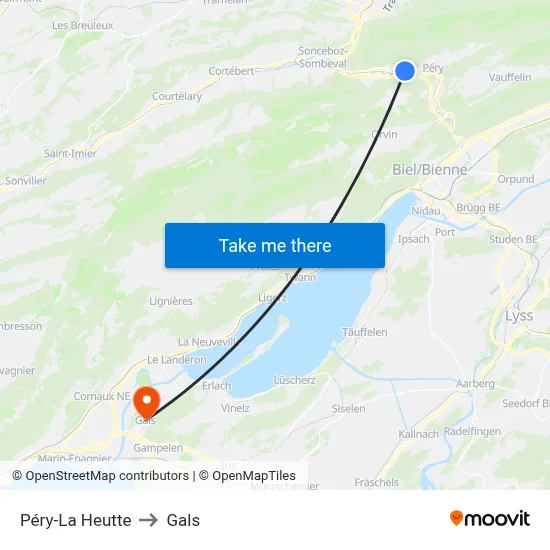 Péry-La Heutte to Gals map