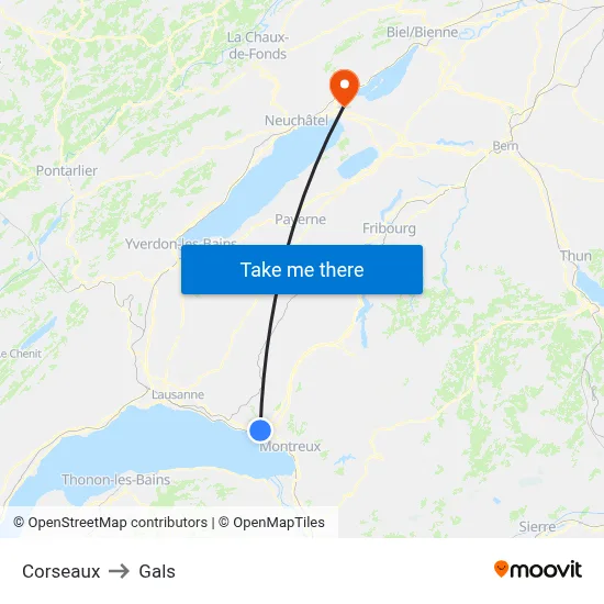 Corseaux to Gals map