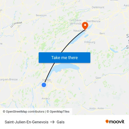 Saint-Julien-En-Genevois to Gals map