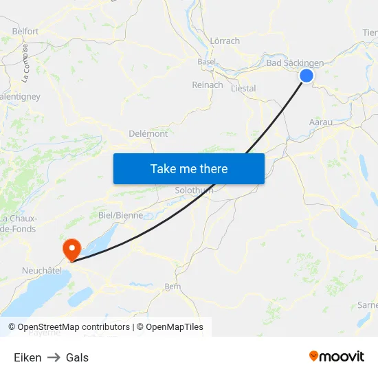 Eiken to Gals map