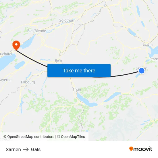 Sarnen to Gals map