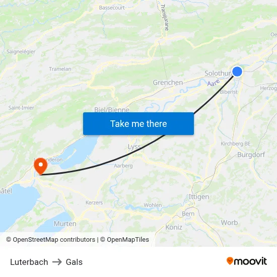 Luterbach to Gals map