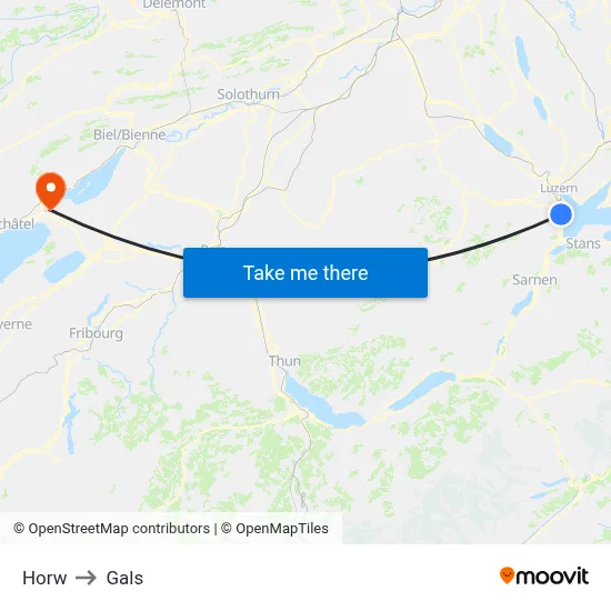 Horw to Gals map