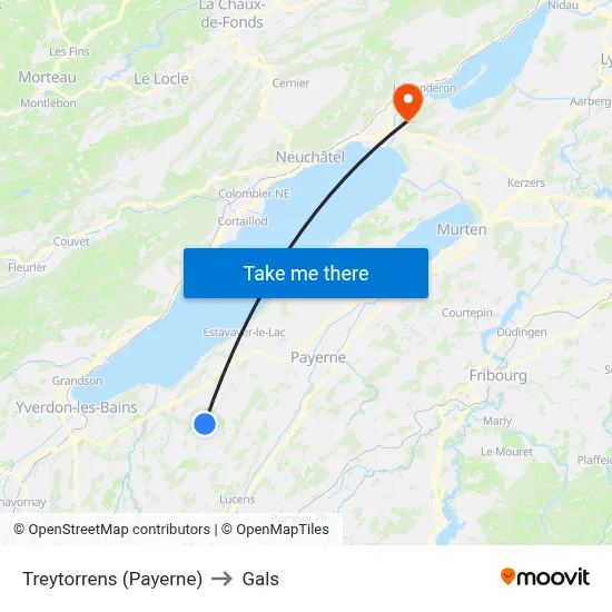 Treytorrens (Payerne) to Gals map