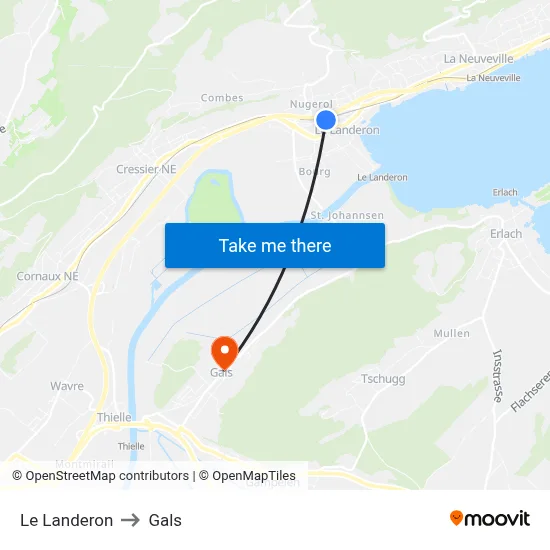 Le Landeron to Gals map