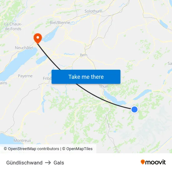 Gündlischwand to Gals map