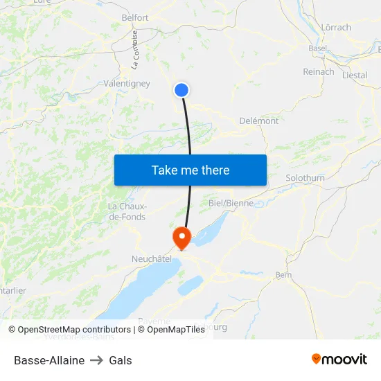 Basse-Allaine to Gals map