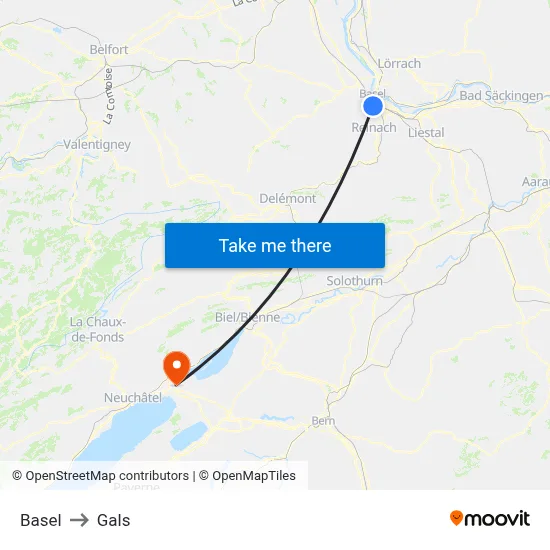 Basel to Gals map