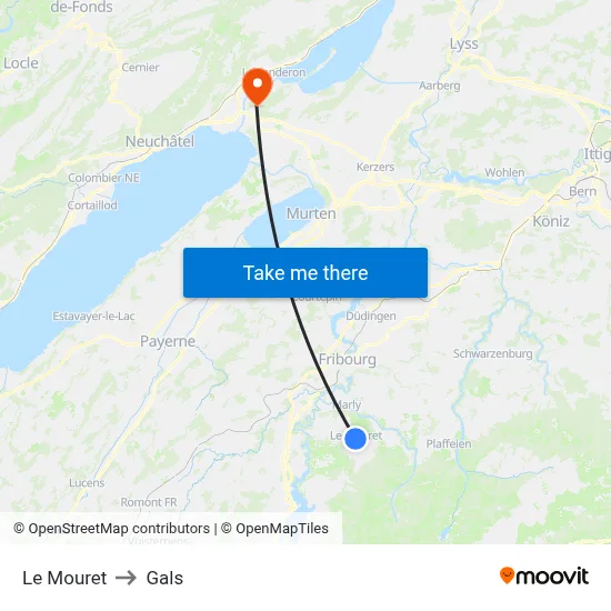 Le Mouret to Gals map