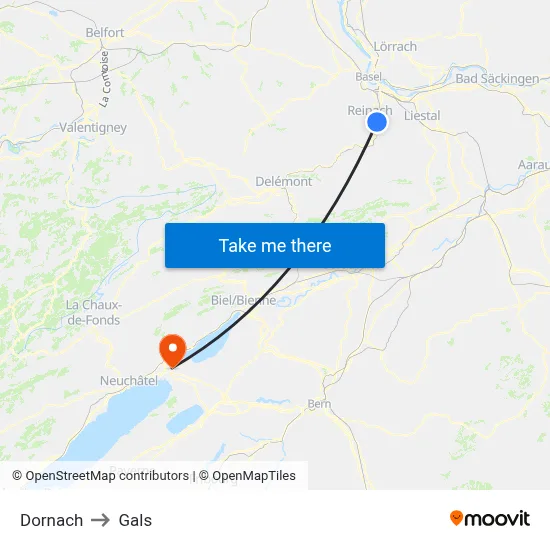 Dornach to Gals map