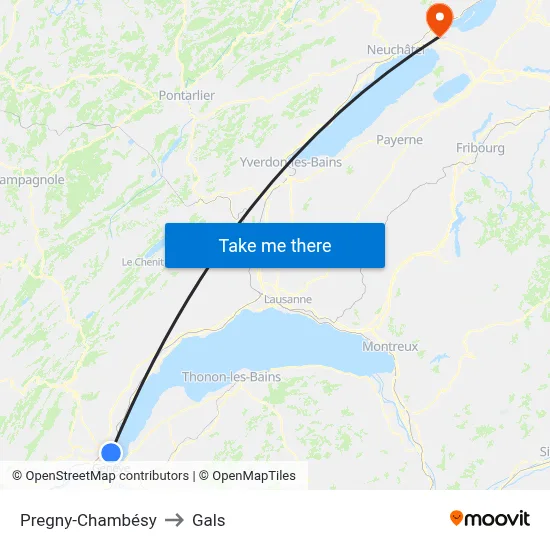 Pregny-Chambésy to Gals map