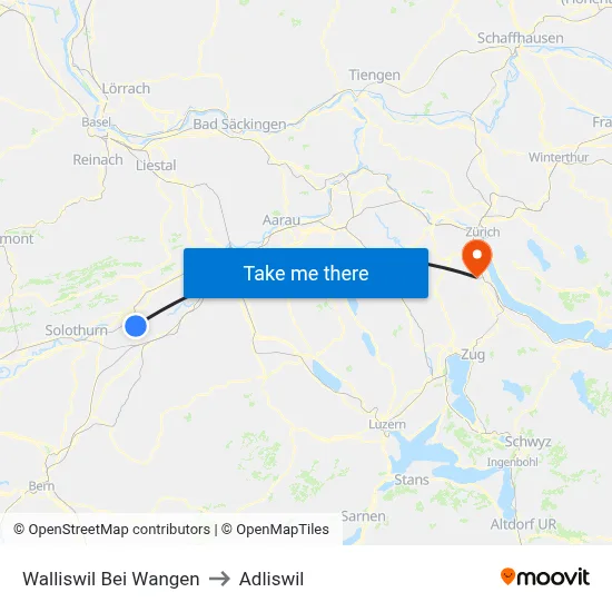 Walliswil Bei Wangen to Adliswil map