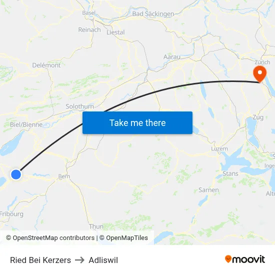 Ried Bei Kerzers to Adliswil map