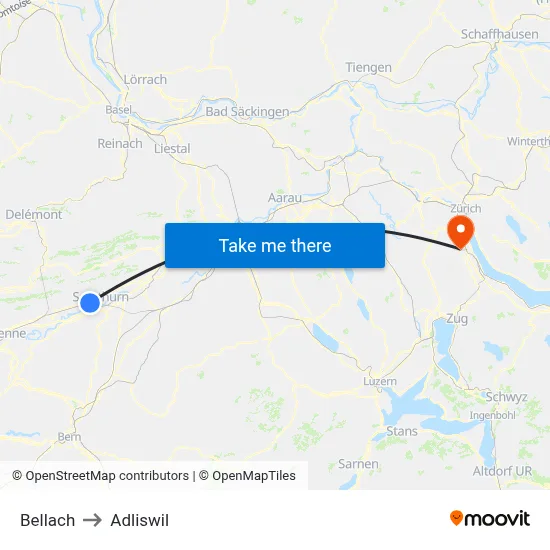 Bellach to Adliswil map