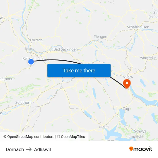 Dornach to Adliswil map