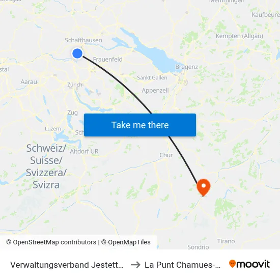 Verwaltungsverband Jestetten to La Punt Chamues-Ch map