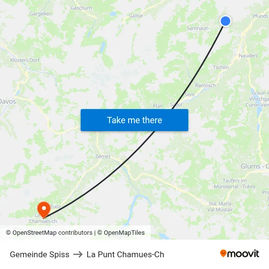 Gemeinde Spiss to La Punt Chamues-Ch map