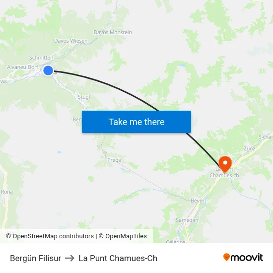 Bergün Filisur to La Punt Chamues-Ch map