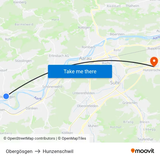 Obergösgen to Hunzenschwil map