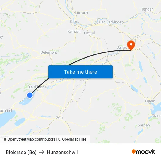 Bielersee (Be) to Hunzenschwil map