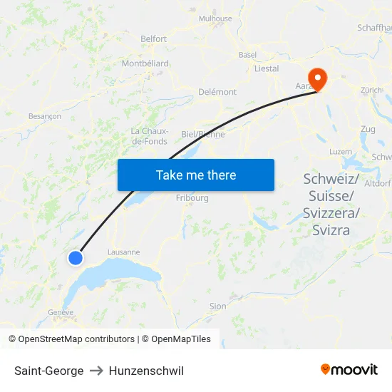 Saint-George to Hunzenschwil map
