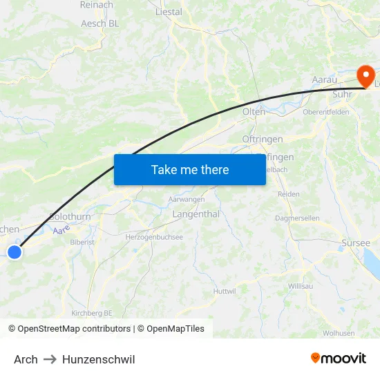 Arch to Hunzenschwil map