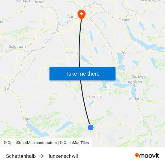Schattenhalb to Hunzenschwil map