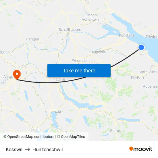 Kesswil to Hunzenschwil map