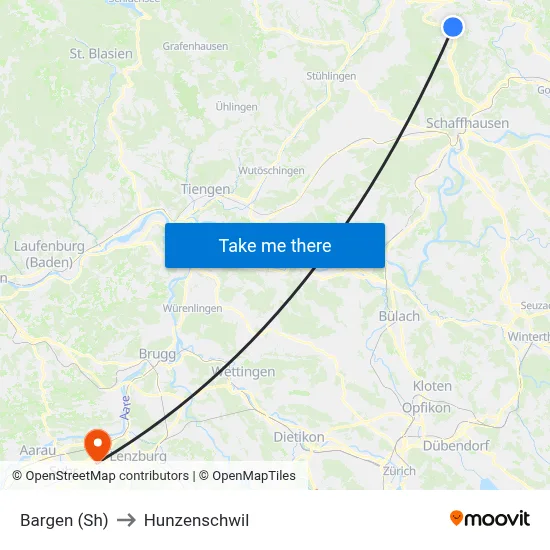 Bargen (Sh) to Hunzenschwil map