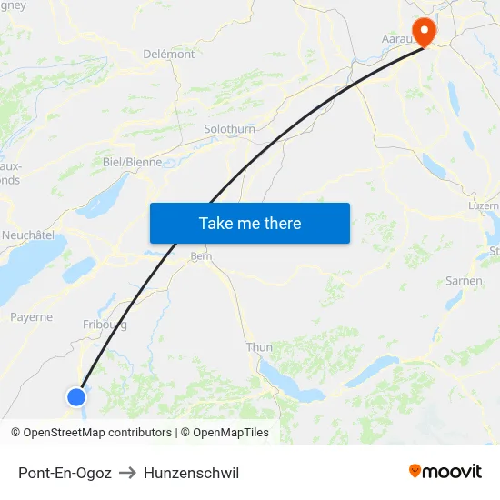 Pont-En-Ogoz to Hunzenschwil map