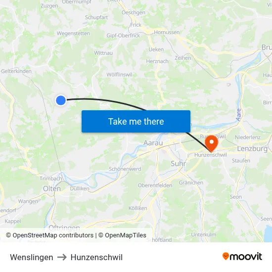 Wenslingen to Hunzenschwil map