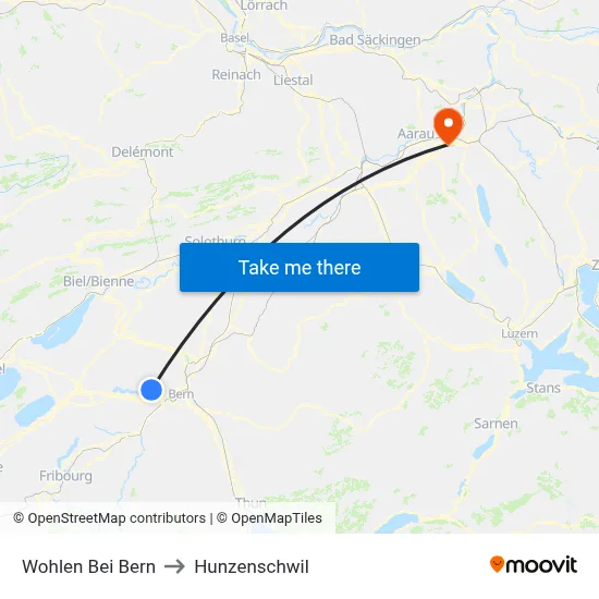 Wohlen Bei Bern to Hunzenschwil map