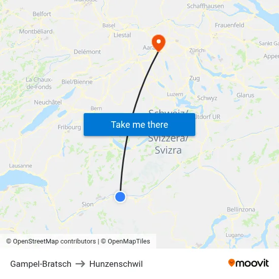 Gampel-Bratsch to Hunzenschwil map
