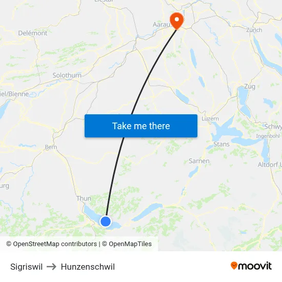 Sigriswil to Hunzenschwil map